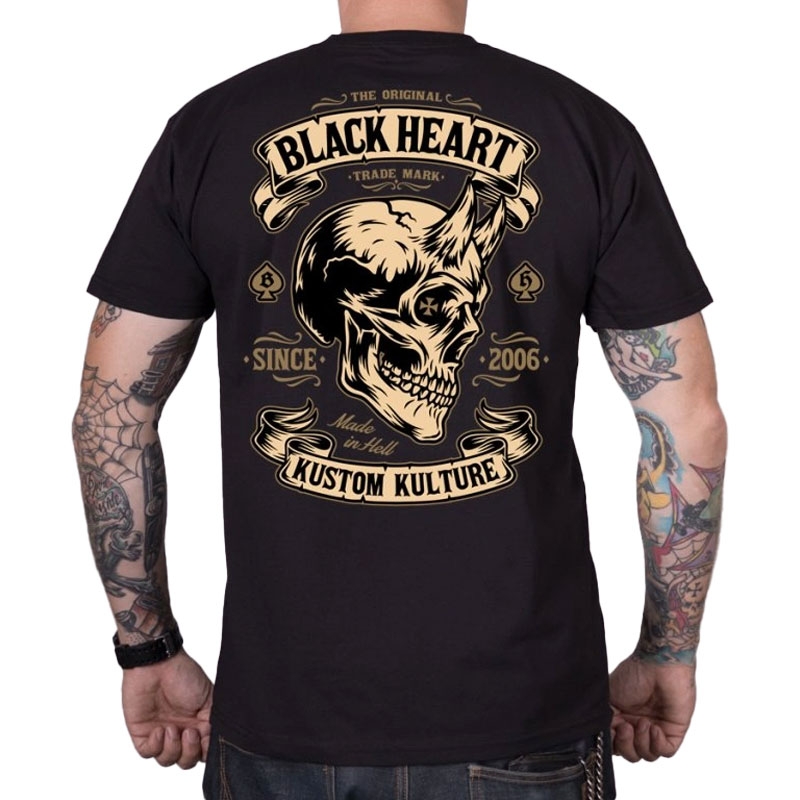 T-shirt Zwart Hart Duivel Schedel zwart