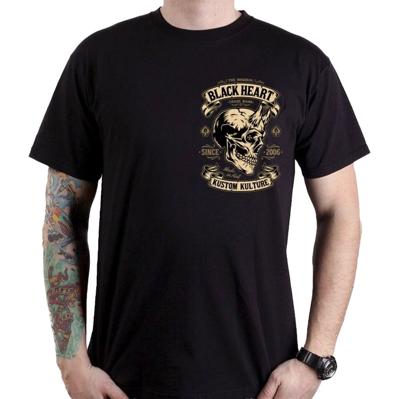 T-shirt Zwart Hart Duivel Schedel zwart