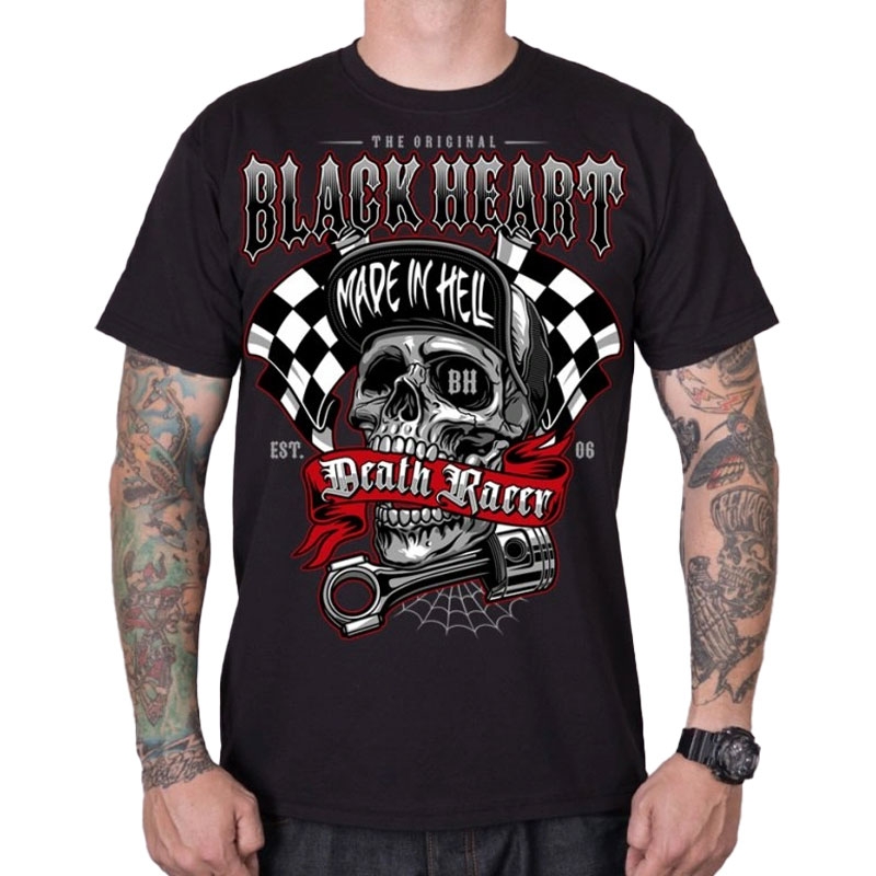 T-shirt Black Heart Death Racer zwart