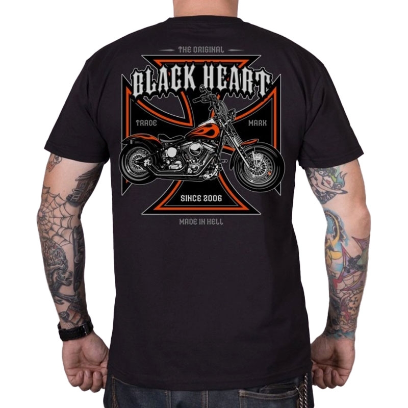 T-shirt Zwart Hart Motorfiets Kruis zwart