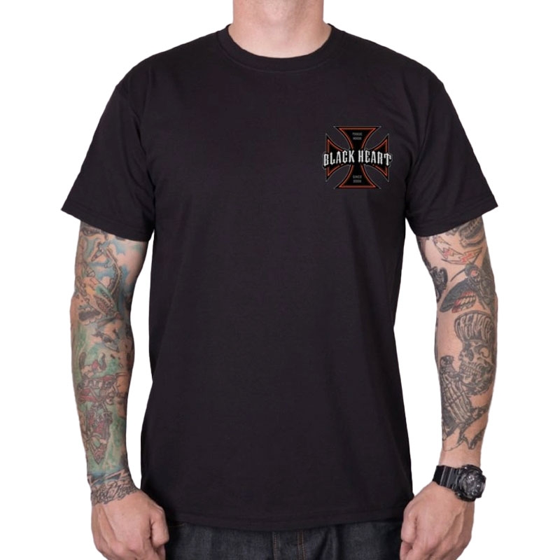 T-shirt Zwart Hart Motorfiets Kruis zwart