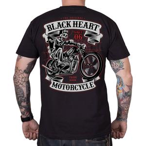 T-shirt Black Heart Skeleton Chopper zwart