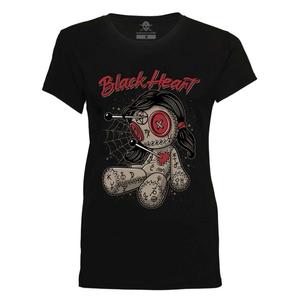 Dames T-shirt Zwart Hart Woodoo Doll zwart