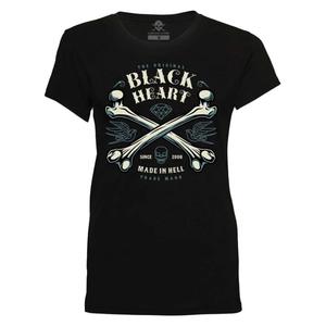 Dames-T-shirt Zwart Heart Bones