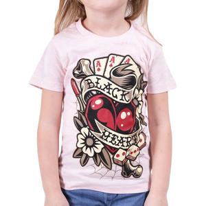 Kinder T-shirt Zwart Hart Rockabilly Hart roze