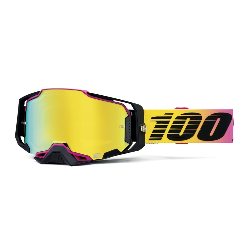Motorcrossbril 100% ARMEGA 91 goud plexi