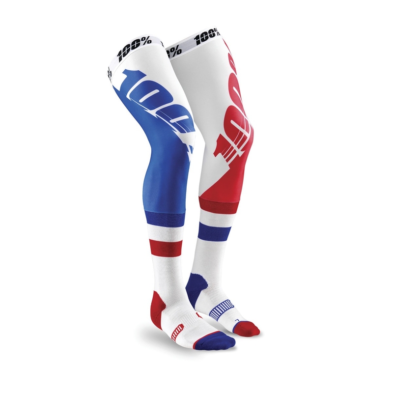Kniebroek 100%-USA REV MX blauw-rood