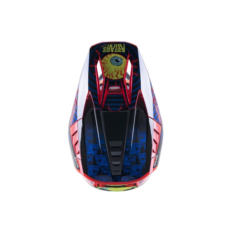 Alpinestars S-M5 Solar Flare Zwart-Blauw-Fluor Rood-Fluor Geel Motorcrosshelm uitverkoop