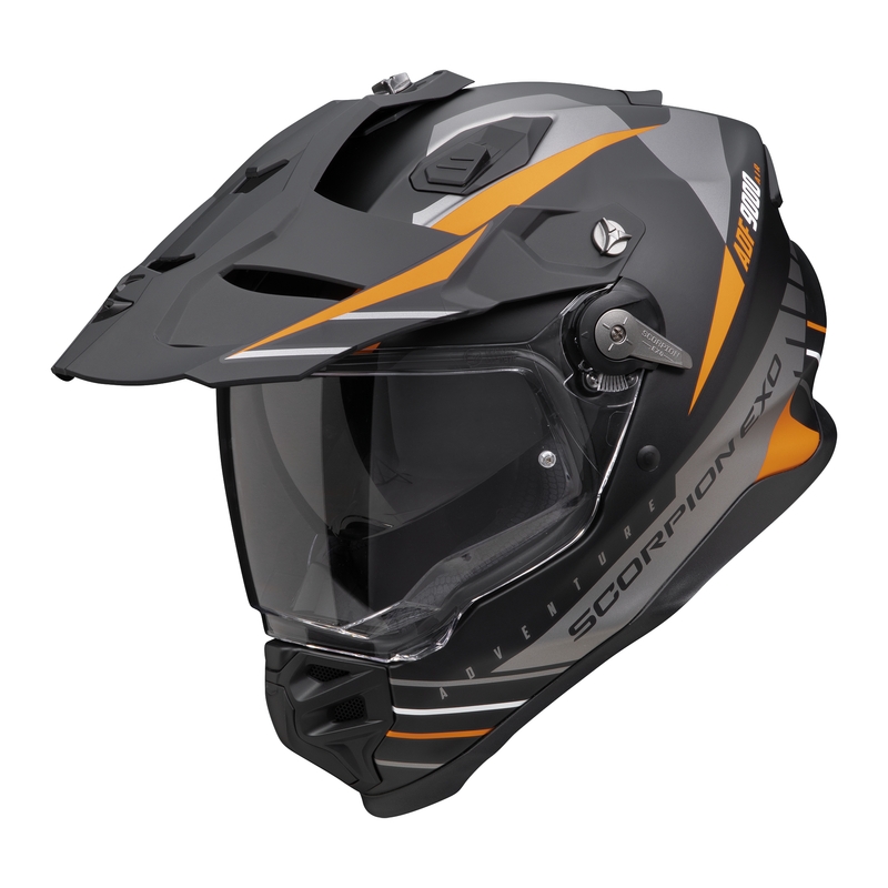 Endurohelm Scorpion ADF-9000 Air Feat mat zwart-zilver-oranje