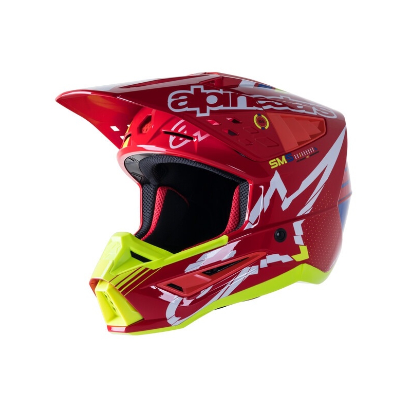 Alpinestars S-M5 Action rood-fluo geel-wit-blauw motorcrosshelm