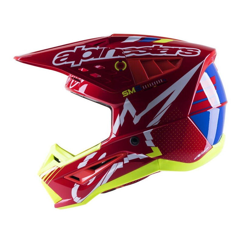 Alpinestars S-M5 Action rood-fluo geel-wit-blauw motorcrosshelm