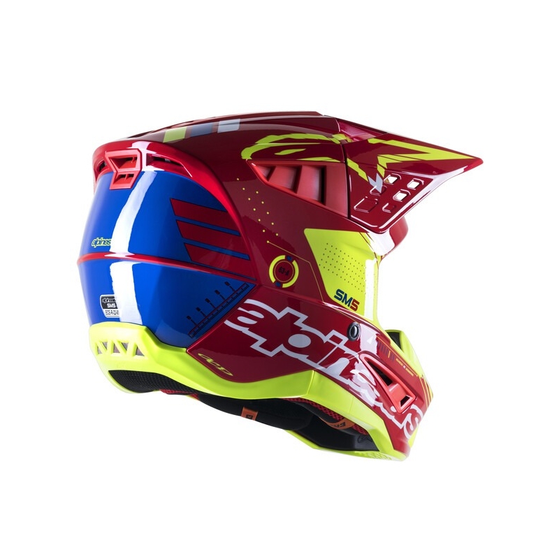Alpinestars S-M5 Action rood-fluo geel-wit-blauw motorcrosshelm