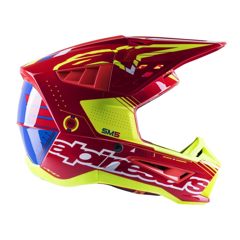 Alpinestars S-M5 Action rood-fluo geel-wit-blauw motorcrosshelm