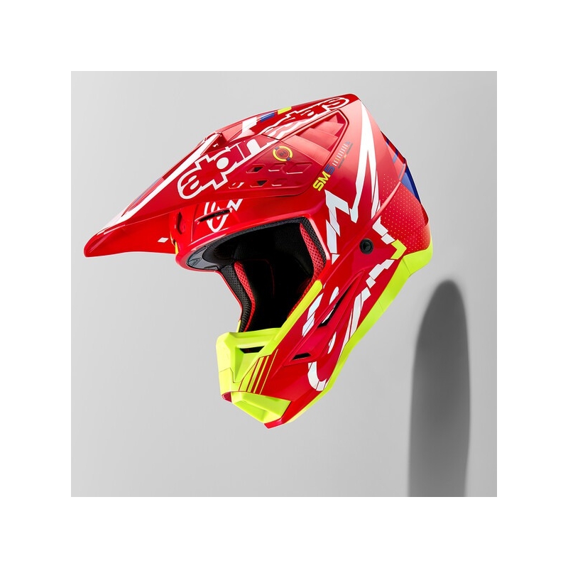 Alpinestars S-M5 Action rood-fluo geel-wit-blauw motorcrosshelm