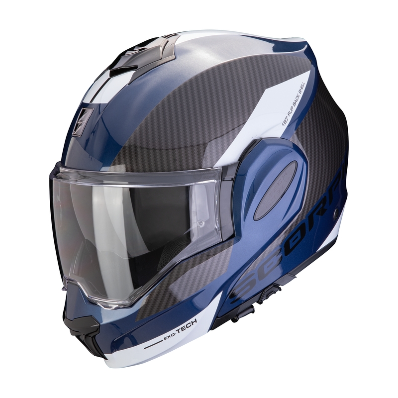 Opvouwbare motorhelm Scorpion EXO-TECH EVO TEAM blauw-zwart-wit uitverkoop