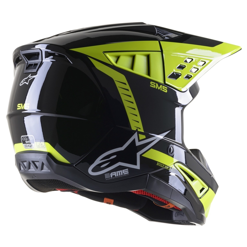 Alpinestars S-M5 Beam motorcrosshelm zwart-antraciet-fluogeel glanzend