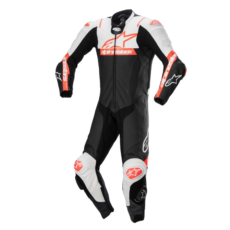 Alpinestars Missile 2 Ward Zwart-Wit-Fluor Rood Leren Motoroverall