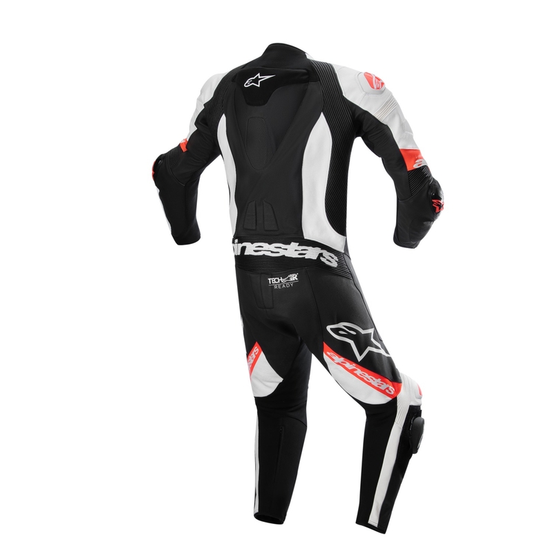 Alpinestars Missile 2 Ward Zwart-Wit-Fluor Rood Leren Motoroverall