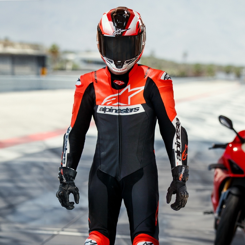 Alpinestars Missile 2 Ward Zwart-Fluorood-Wit Leren Motoroverall