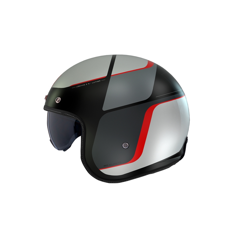 Open motorhelm MT Le Mans 2 SV Luther B15 matzwart-grijs-wit-rood