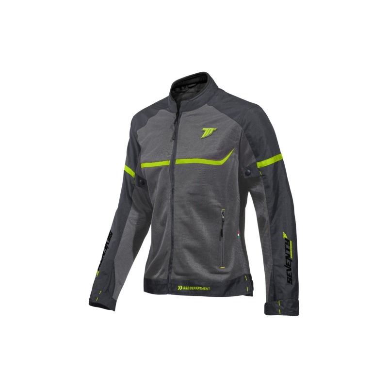 Dames motorjas SEVENTY DEGREES SD-JR30.2 Mojave grijs-fluo geel