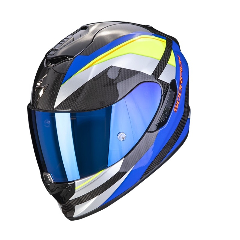 Integraalhelm Scorpion Exo-1400 Carbon Air Legione blauw-fluo geel - Grade II