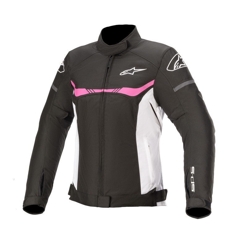Alpinestars Stella T-SPS Waterdichte zwarte, witte en roze motorjas voor dames