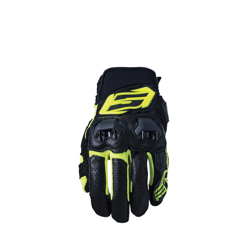 Motorhandschoenen FIVE SF3 zwart-fluogeel uitverkoop