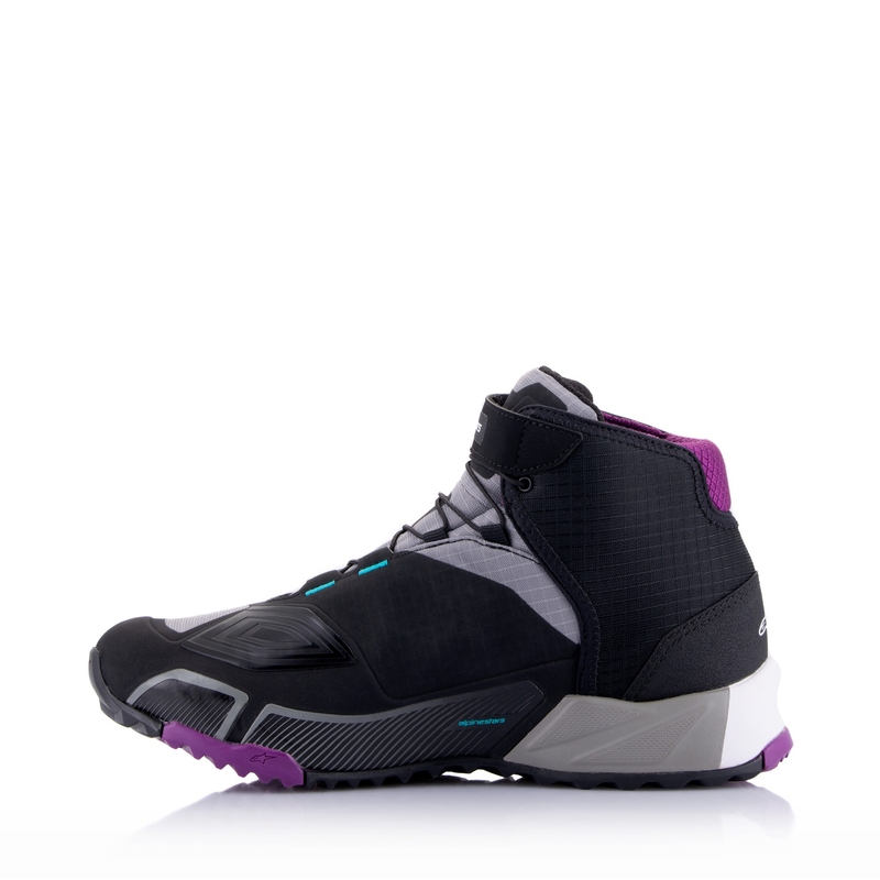 Alpinestars Dames Stella CR-X Drystar Zwart-Grijs-Violet-Turkoois Motorfietslaarzen
