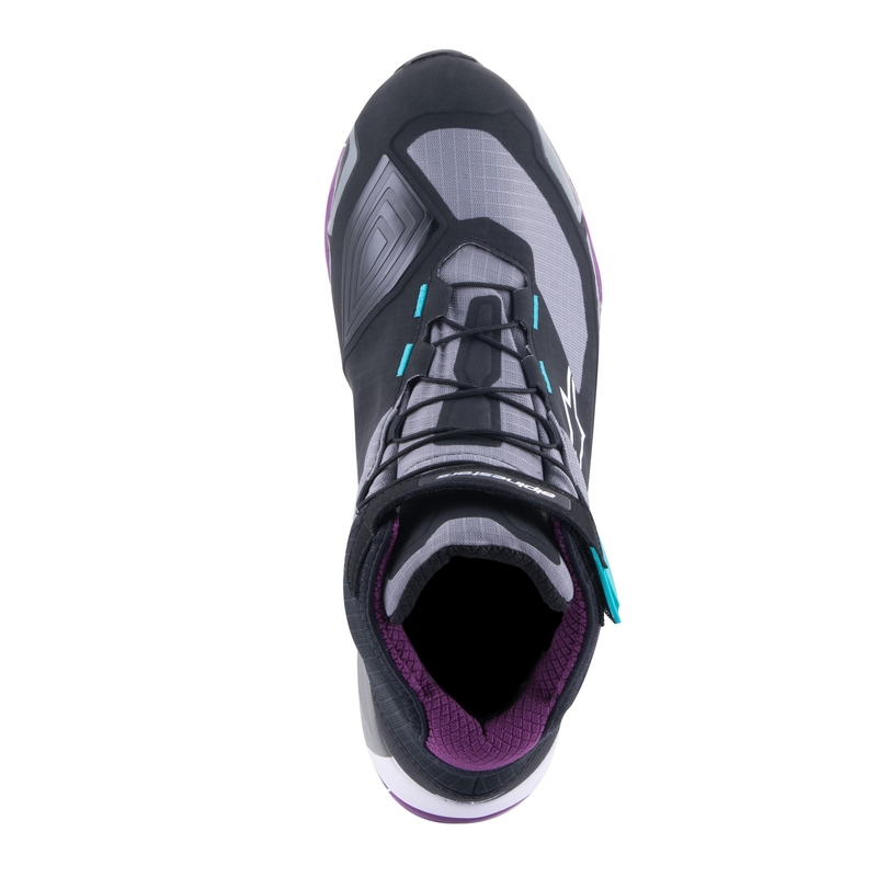 Alpinestars Dames Stella CR-X Drystar Zwart-Grijs-Violet-Turkoois Motorfietslaarzen