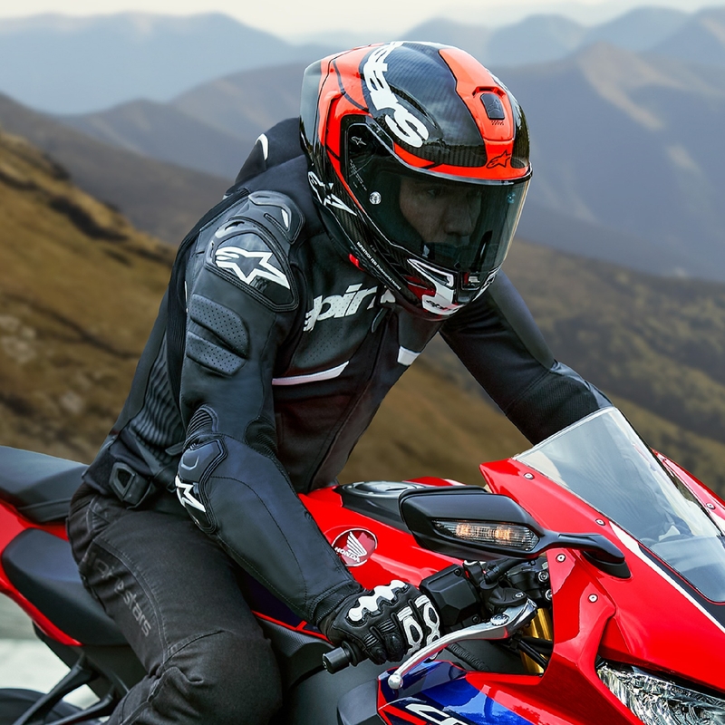Alpinestars Atem 5 zwart en wit leren motorjack