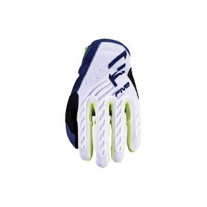 Motorcrosshandschoenen voor kinderen FIVE MXF3 EVO blauw-wit-fluogeel