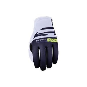 Motorcross handschoenen FIVE MXF4 wit-blauw-fluo geel