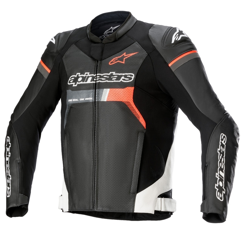 Alpinestars GP Force Airflow Zwart-Wit-Fluorood Leren Motorjas