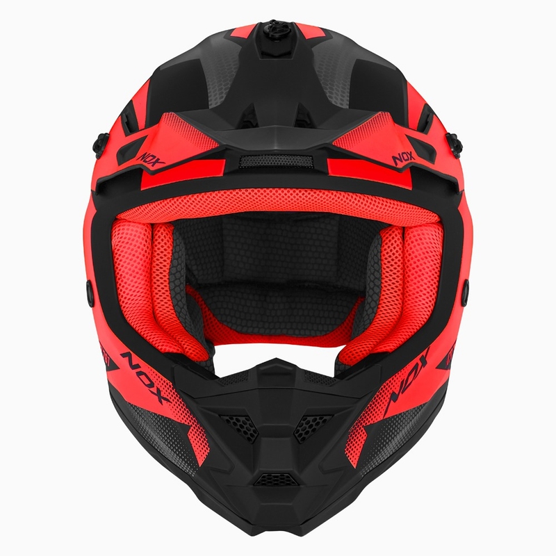 Kinder motorcrosshelm NOX N761 MX fluorood-zwart-grijs