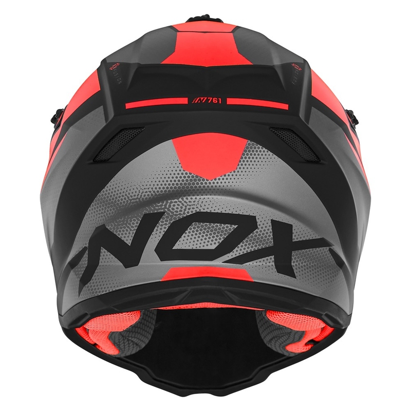 Kinder motorcrosshelm NOX N761 MX fluorood-zwart-grijs