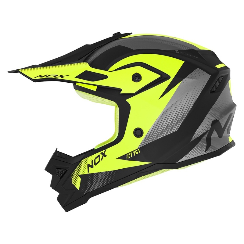 Kinder motorcrosshelm NOX N761 MX fluo geel-zwart-grijs