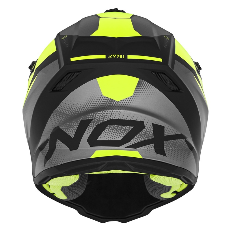 Kinder motorcrosshelm NOX N761 MX fluo geel-zwart-grijs