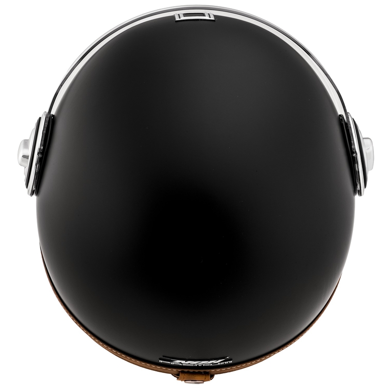 NOX PREMIUM Heritage open motorhelm, matzwart met bruin leer.