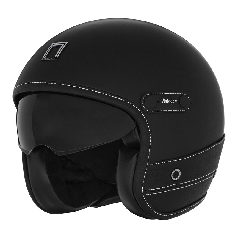 Open motorhelm NOX PREMIUM Heritage zwart leer