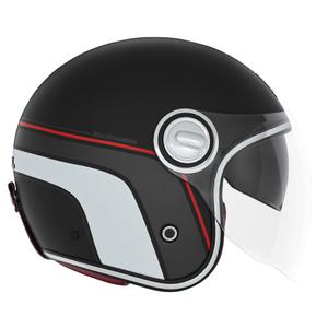 Open motorhelm NOX PREMIUM Heritage mat zwart-rood-wit