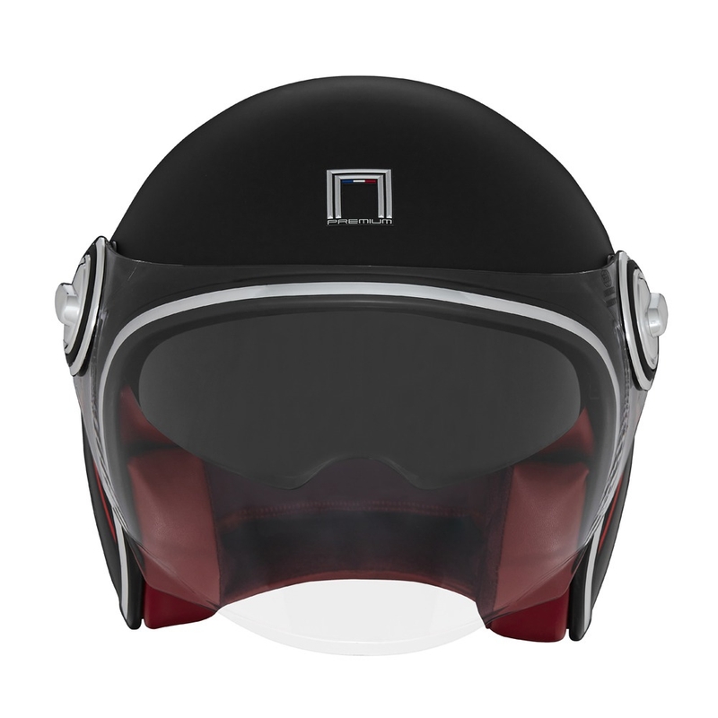 Open motorhelm NOX PREMIUM Heritage mat zwart-rood-wit