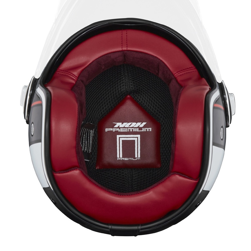 Open motorhelm NOX PREMIUM Heritage mat zwart-rood-wit