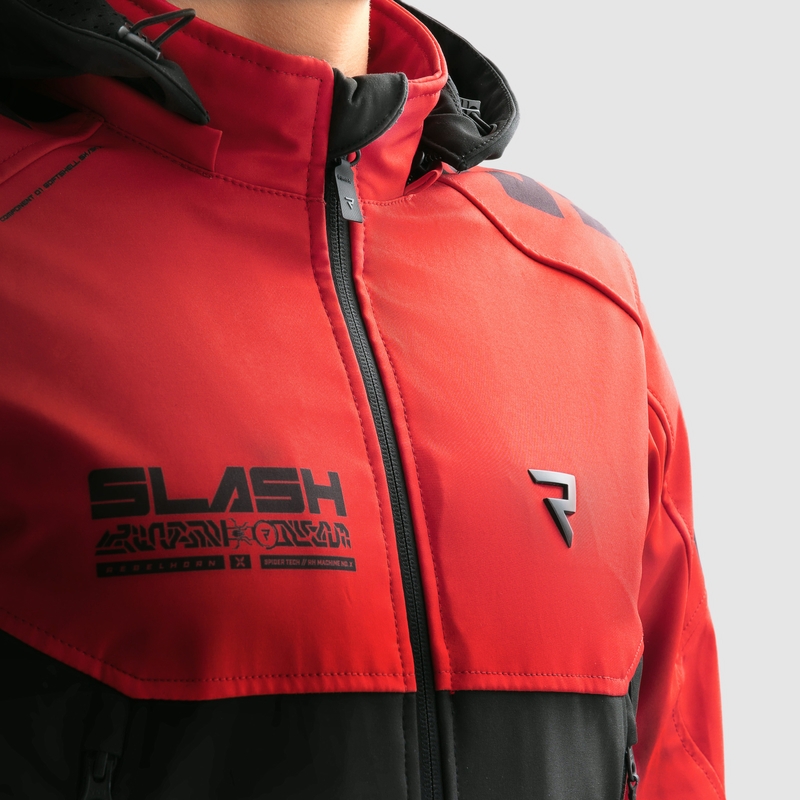 Rebelhorn Slash zwart-rode softshell motorjas