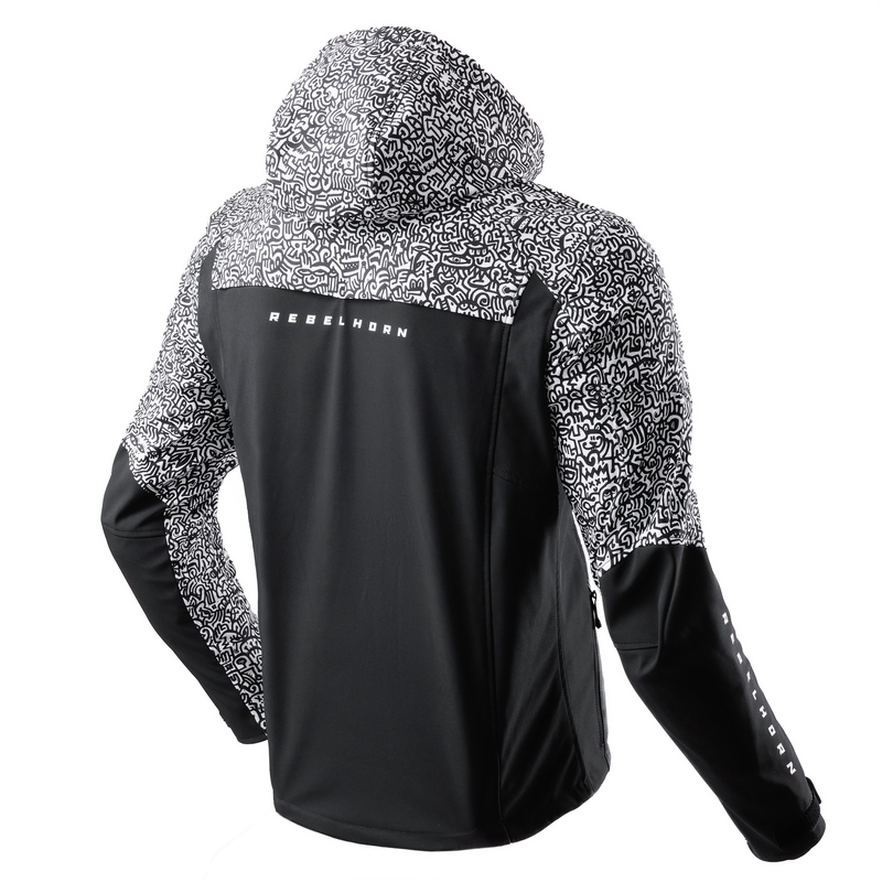 Softshell motorjas Rebelhorn Slash Noriaki zwart-wit