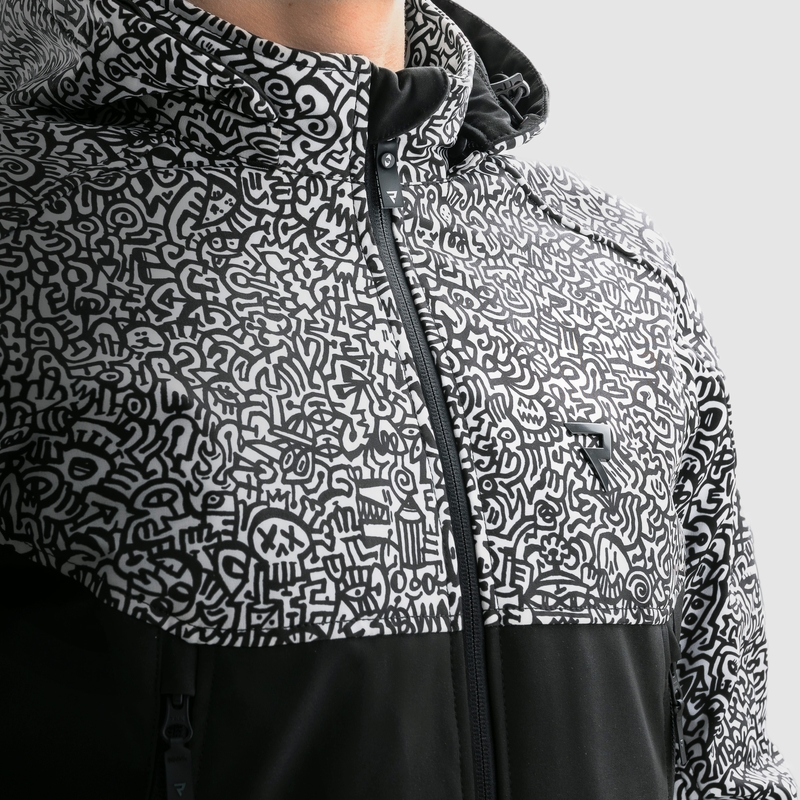 Softshell motorjas Rebelhorn Slash Noriaki zwart-wit