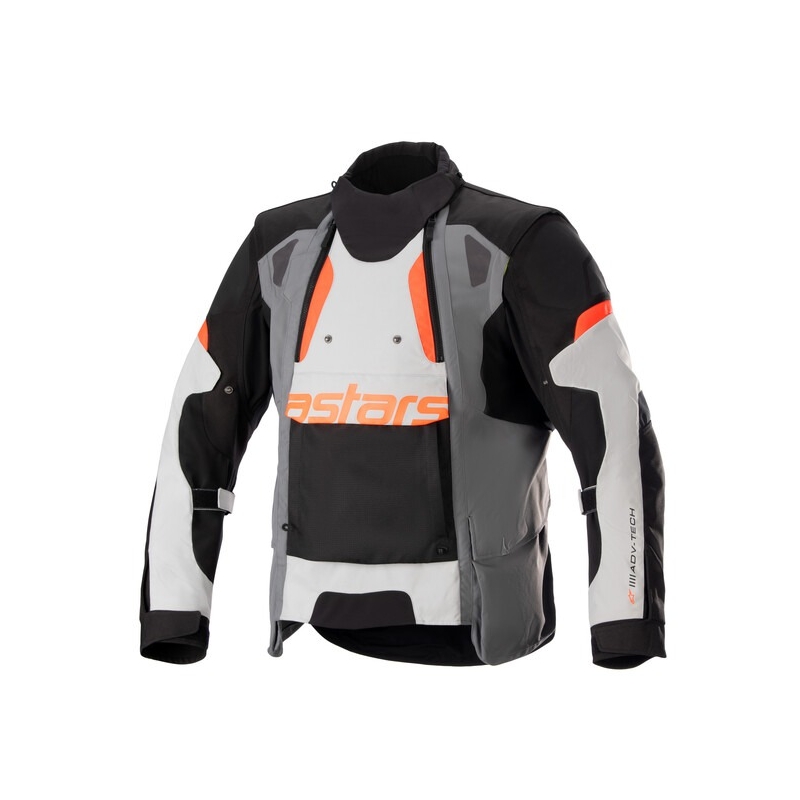 Alpinestars Halo Drystar lichtgrijs-donkergrijs-zwart-fluorode motorjas