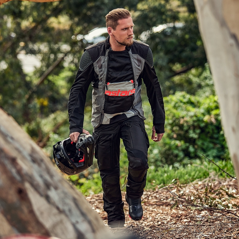 Alpinestars Halo Drystar lichtgrijs-donkergrijs-zwart-fluorode motorjas