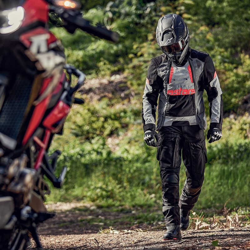 Alpinestars Halo Drystar lichtgrijs-donkergrijs-zwart-fluorode motorjas