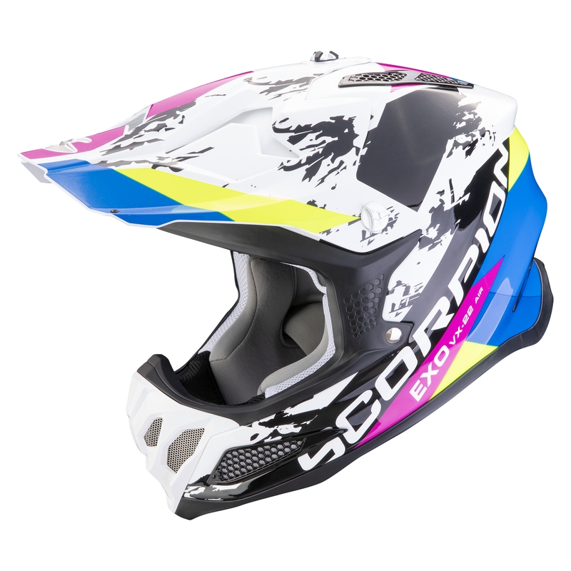 Motorcrosshelm Scorpion VX-22 Air CX wit-zwart-blauw uitverkoop